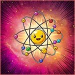 atom with electrons orbiting it.